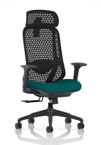 Prism Mesh Back Chair With Height Adjustable Arms with Headrest Bespoke Colour Seat Maringa Teal
