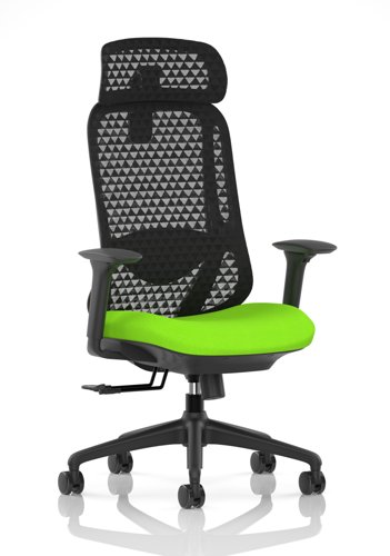Prism Mesh Back Chair With Height Adjustable Arms with Headrest Bespoke Colour Seat Myrrh Green