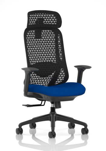 Prism Mesh Back Chair With Height Adjustable Arms with Headrest Bespoke Colour Seat Stevia Blue