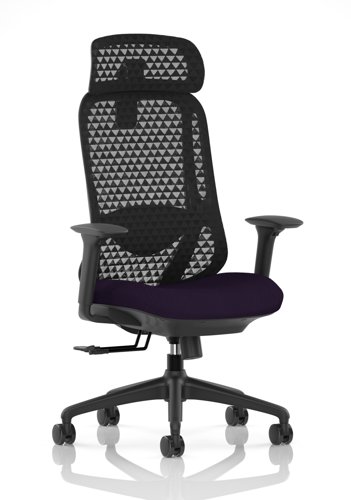 Prism Mesh Back Chair With Height Adjustable Arms with Headrest Bespoke Colour Seat Tansy Purple