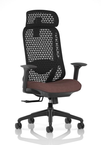 Prism Mesh Back Chair With Height Adjustable Arms with Headrest Bespoke Colour Seat Rivet Forge