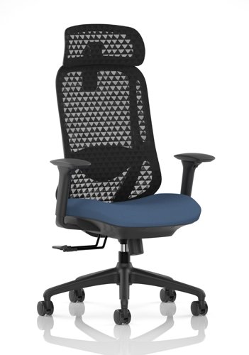 Prism Mesh Back Chair With Height Adjustable Arms with Headrest Bespoke Colour Seat Quest Limpet