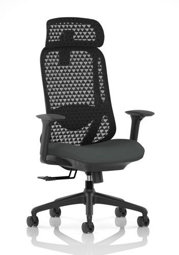 Prism Mesh Back Chair With Height Adjustable Arms with Headrest Bespoke Colour Seat Quest Mussel