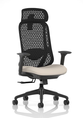 Prism Mesh Back Chair With Height Adjustable Arms with Headrest Bespoke Colour Seat Quest Salt