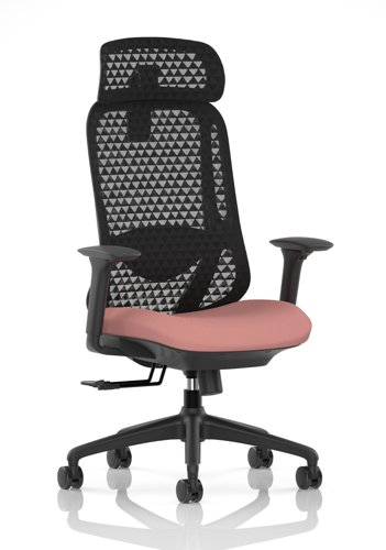 Prism Mesh Back Chair With Height Adjustable Arms with Headrest Bespoke Colour Seat Quest Shrimp