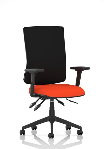 Orlena High Back Task Operator Chair With Arms Bespoke Colour Seat Tabasco Orange