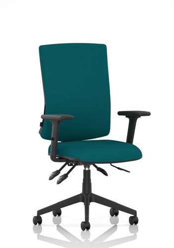 Orlena High Back Task Operator Chair With Arms Bespoke Colour Back And Seat Maringa Teal