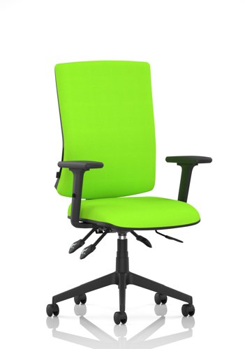 Orlena High Back Task Operator Chair With Arms Bespoke Colour Back And Seat Myrrh Green