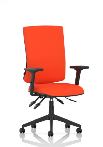 Orlena High Back Task Operator Chair With Arms Bespoke Colour Back And Seat Tabasco Orange