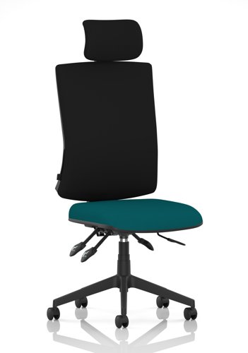 Orlena High Back Task Operator Chair With Headrest Bespoke Colour Seat Maringa Teal