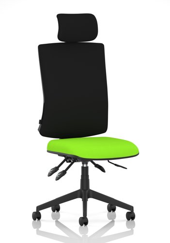 Orlena High Back Task Operator Chair With Headrest Bespoke Colour Seat Myrrh Green