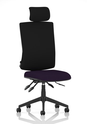Orlena High Back Task Operator Chair With Headrest Bespoke Colour Seat Tansy Purple