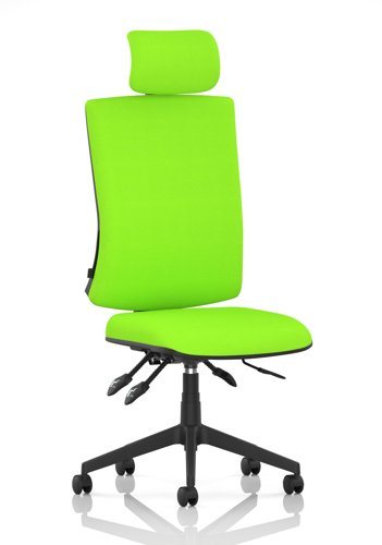 Orlena High Back Task Operator Chair With Headrest Bespoke Colour Back And Seat Myrrh Green