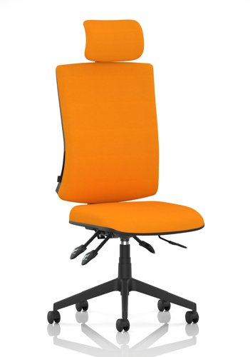 Orlena High Back Task Operator Chair With Headrest Bespoke Colour Back And Seat Senna Yellow