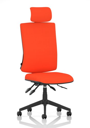 Orlena High Back Task Operator Chair With Headrest Bespoke Colour Back And Seat Tabasco Orange