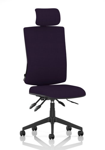 Orlena High Back Task Operator Chair With Headrest Bespoke Colour Back And Seat Tansy Purple