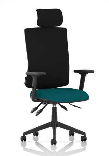 Orlena High Back Task Operator Chair With Arms And Headrest Bespoke Colour Seat Maringa Teal