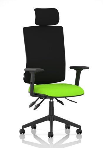 Orlena High Back Task Operator Chair With Arms And Headrest Bespoke Colour Seat Myrrh Green