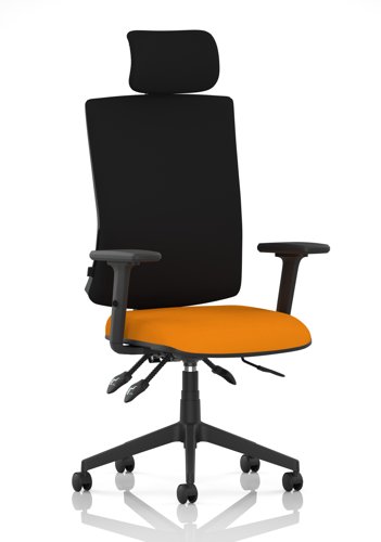 Orlena High Back Task Operator Chair With Arms And Headrest Bespoke Colour Seat Senna Yellow