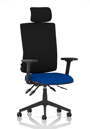 Orlena High Back Task Operator Chair With Arms And Headrest Bespoke Colour Seat Stevia Blue