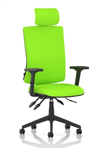 Orlena High Back Task Operator Chair With Arms And Headrest Bespoke Colour Back And Seat Myrrh Green
