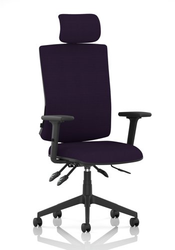 Orlena High Back Task Operator Chair With Arms And Headrest Bespoke Colour Back And Seat Tansy Purple