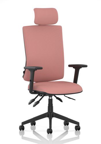 Orlena High Back Task Operator Chair With Arms And Headrest Bespoke Colour Back And Seat Quest Shrimp