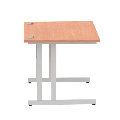 Impulse 1000 x 800mm Straight Office Desk Beech Top Silver Cantilever Leg