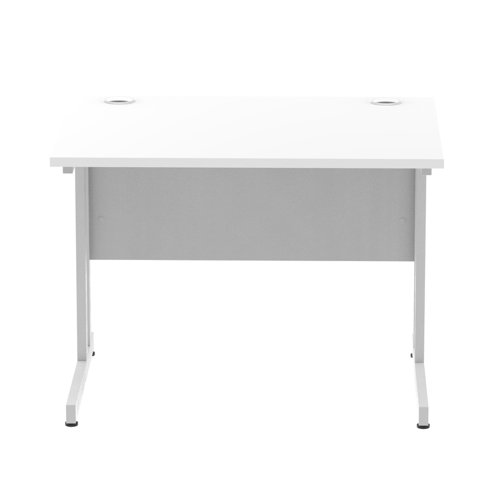 Impulse 1000 x 800mm Straight Office Desk White Top Silver Cantilever Leg