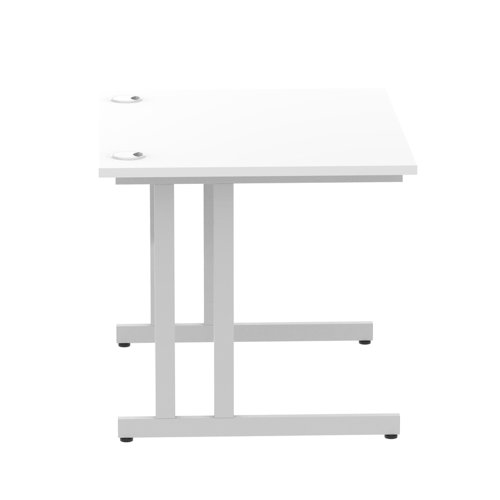 Impulse 1000 x 800mm Straight Office Desk White Top Silver Cantilever Leg