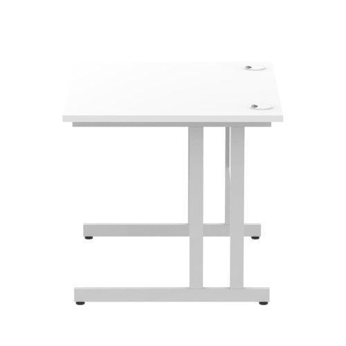 Impulse 1000 x 800mm Straight Desk White Top Silver Cantilever Leg MI000304