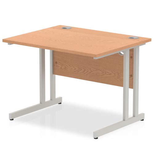 Impulse 1000/800 Rectangle Silver Cantilever Leg Desk Oak