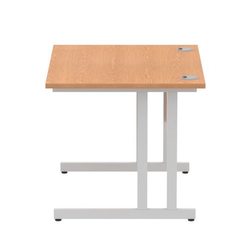 Impulse 1000 x 800mm Straight Office Desk Oak Top Silver Cantilever Leg