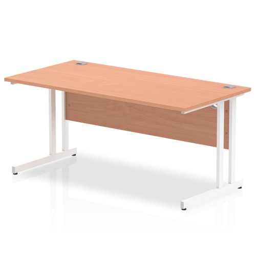 Impulse 1600 x 800mm Straight Office Desk Beech Top White Cantilever Leg