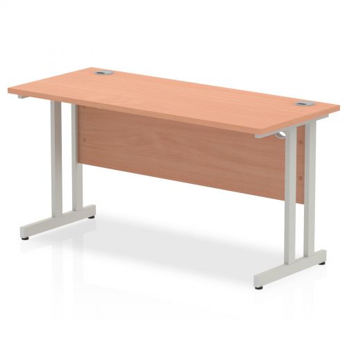 Impulse 1400 x 600mm Straight Desk Beech Top Silver Cantilever Leg MI001680