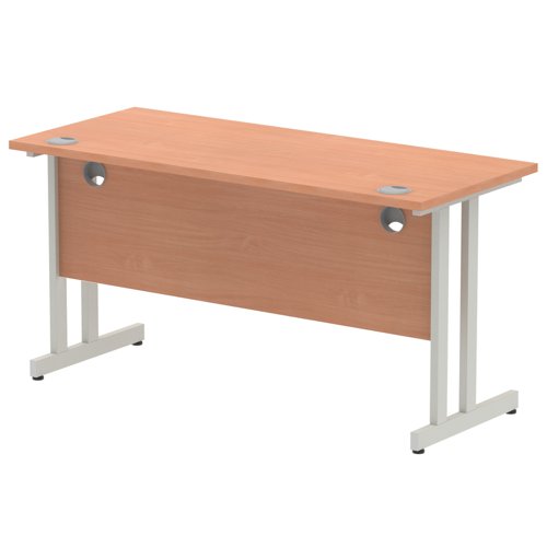 Impulse 1400 x 600mm Straight Desk Beech Top Silver Cantilever Leg MI001680