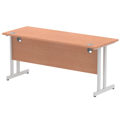 Impulse 1600 x 600mm Straight Desk Beech Top Silver Cantilever Leg MI001681