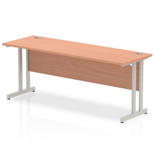 Impulse 1800 x 600mm Straight Desk Beech Top Silver Cantilever Leg MI001682