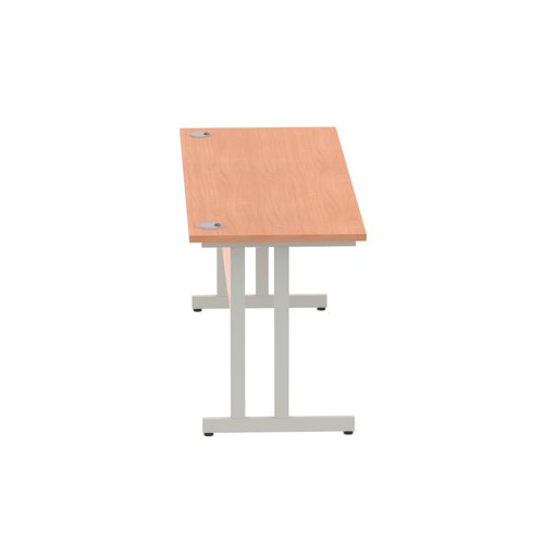 Impulse 1800 x 600mm Straight Office Desk Beech Top Silver Cantilever Leg
