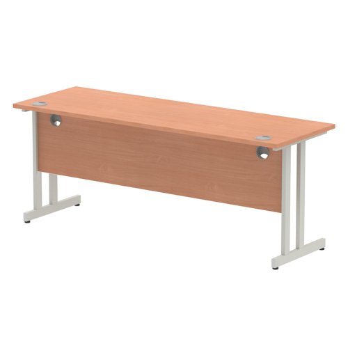 Impulse 1800 x 600mm Straight Office Desk Beech Top Silver Cantilever Leg