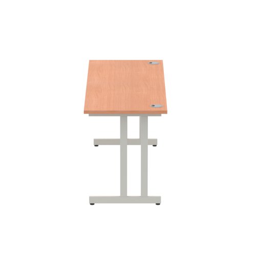Impulse 1800 x 600mm Straight Desk Beech Top Silver Cantilever Leg MI001682