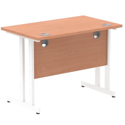 Impulse 1000 x 600mm Straight Desk Beech Top White Cantilever Leg MI001683
