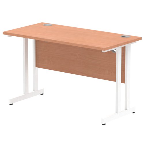Impulse 1200 x 600mm Straight Office Desk Beech Top White Cantilever Leg