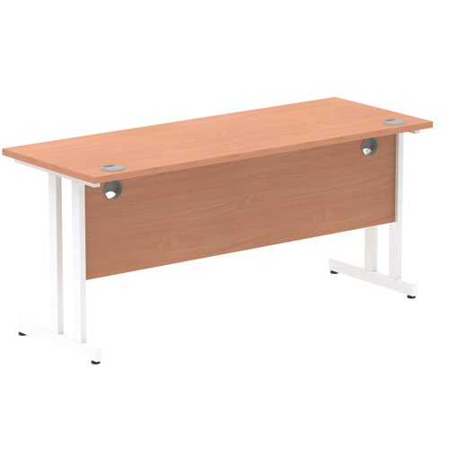 Impulse 1600 x 600mm Straight Desk Beech Top White Cantilever Leg MI001686