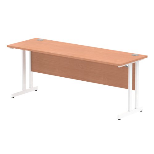 Impulse 1800 x 600mm Straight Office Desk Beech Top White Cantilever Leg