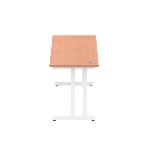 Impulse 1800 x 600mm Straight Office Desk Beech Top White Cantilever Leg