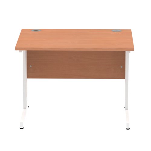 Impulse 1000 x 800mm Straight Office Desk Beech Top White Cable Managed Leg