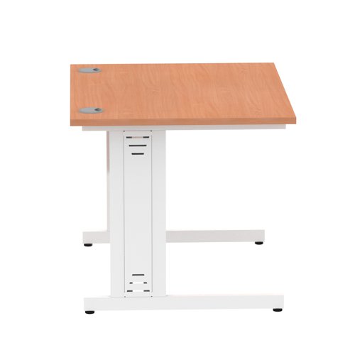 Impulse 1000 x 800mm Straight Desk Beech Top White Cable Managed Leg MI001753 Office Desks 11518DY