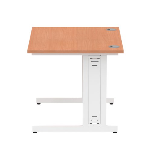Impulse 1000 x 800mm Straight Office Desk Beech Top White Cable Managed Leg