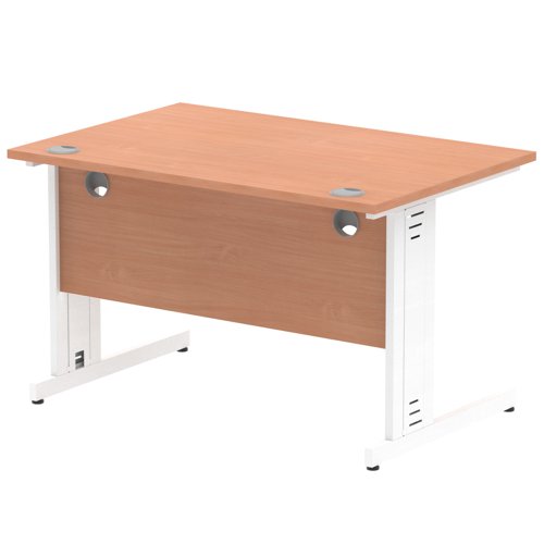 Impulse 1200 x 800mm Straight Desk Beech Top White Cable Managed Leg MI001754  11525DY